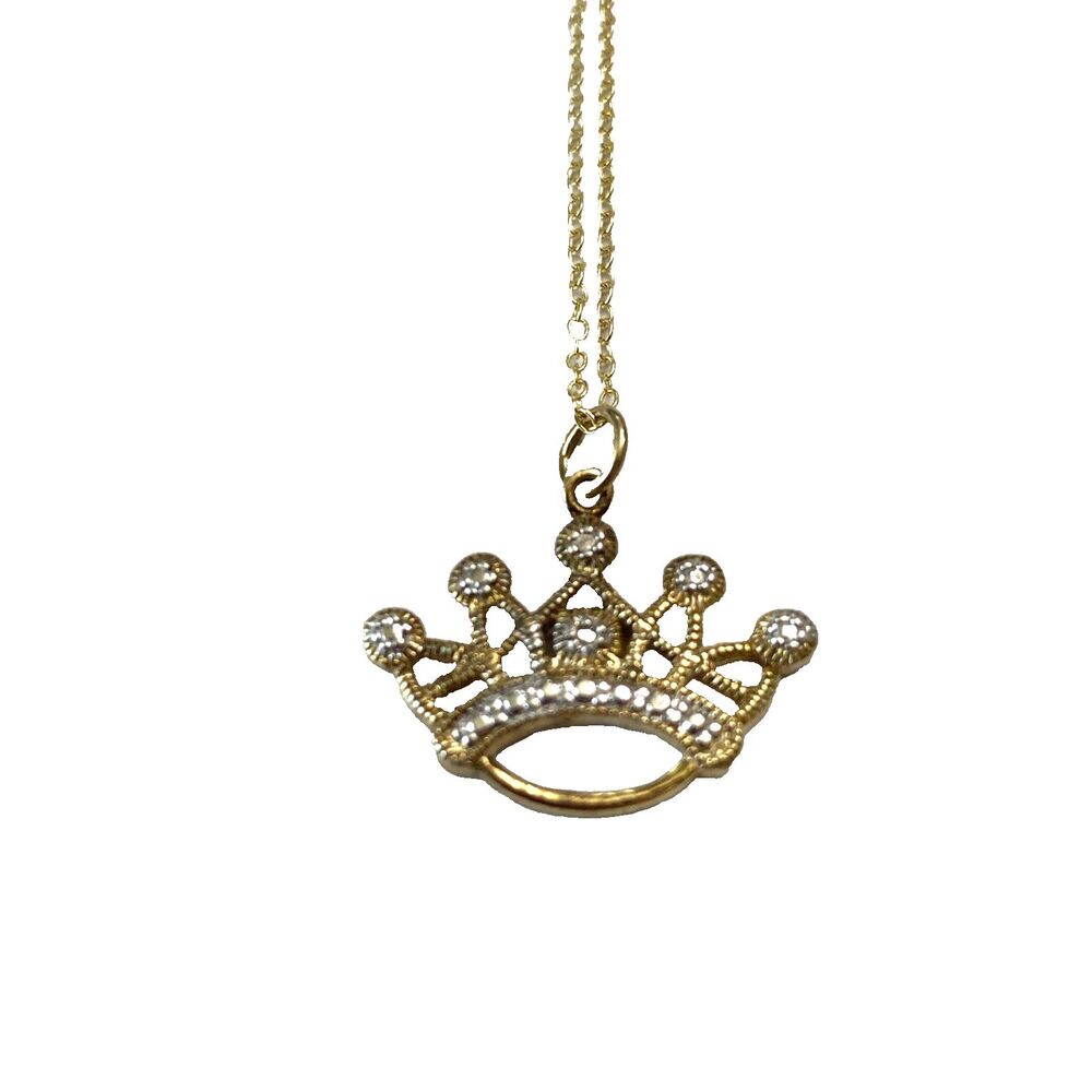 Vintage Crown Pendant 925 FAS Sterling Silver Chain Necklace Signed